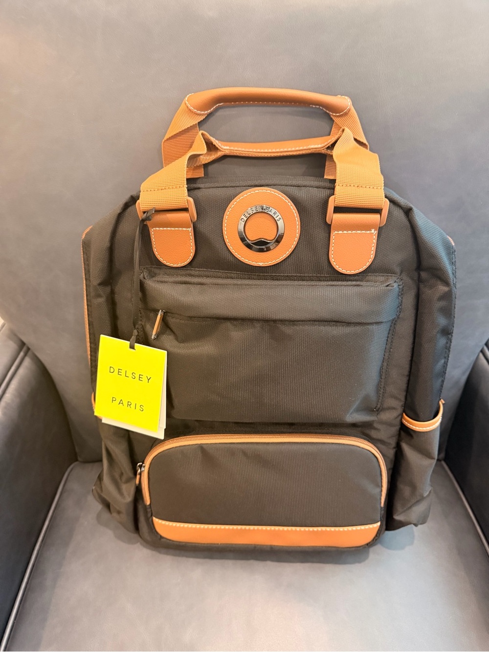NWT Delsey Black & Tan Backpack - Premium Travel Bag